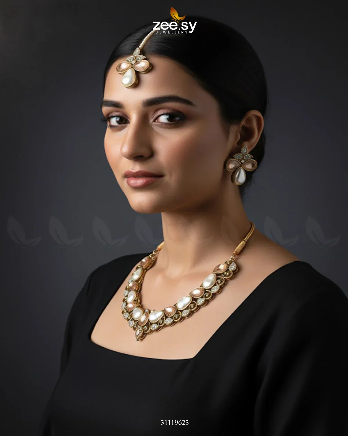 Zeesy Luminary Gold Toned Necklace Set - Image 4