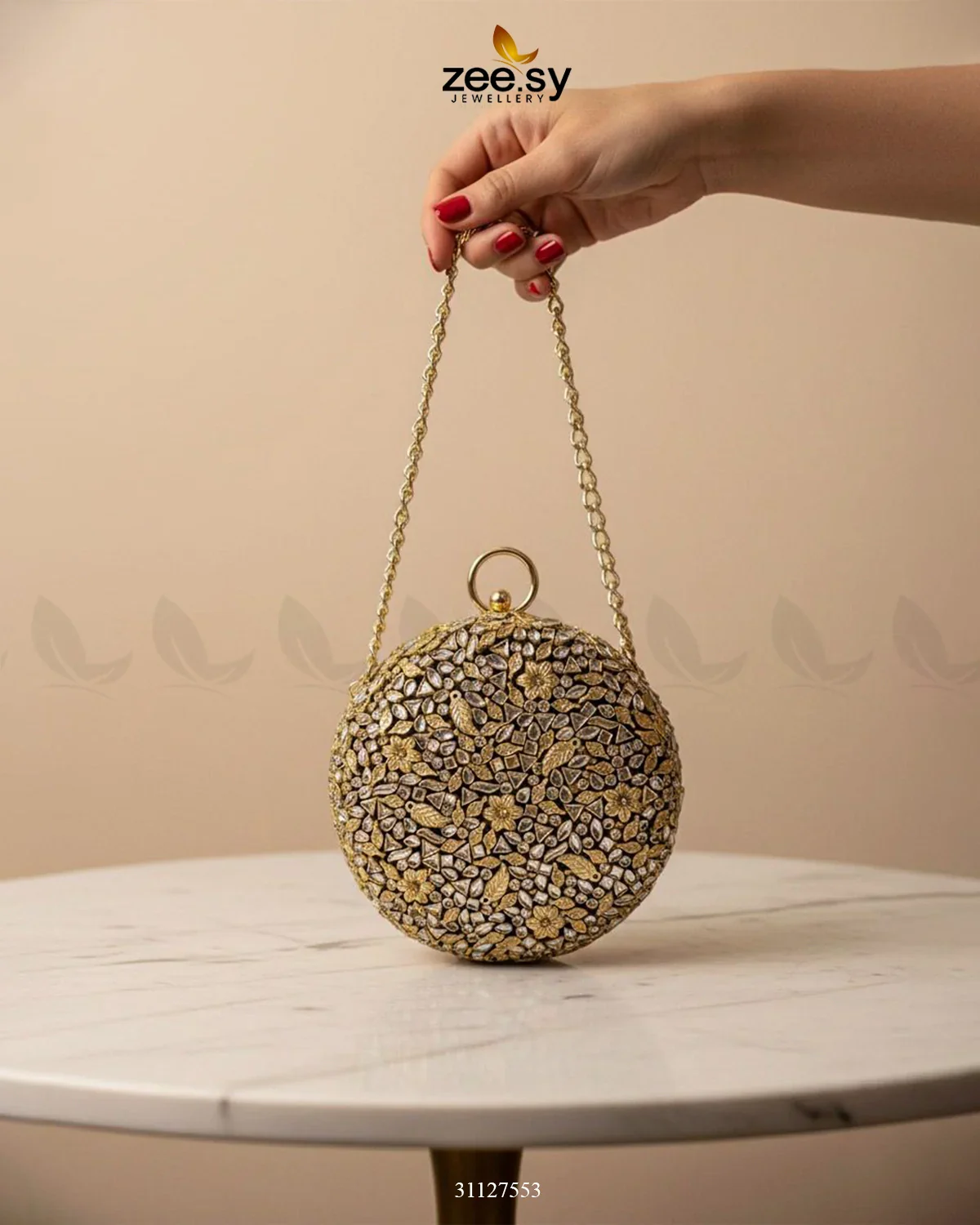 Zeesy Midnight Sunburst Floral Ball Bag - Image 5