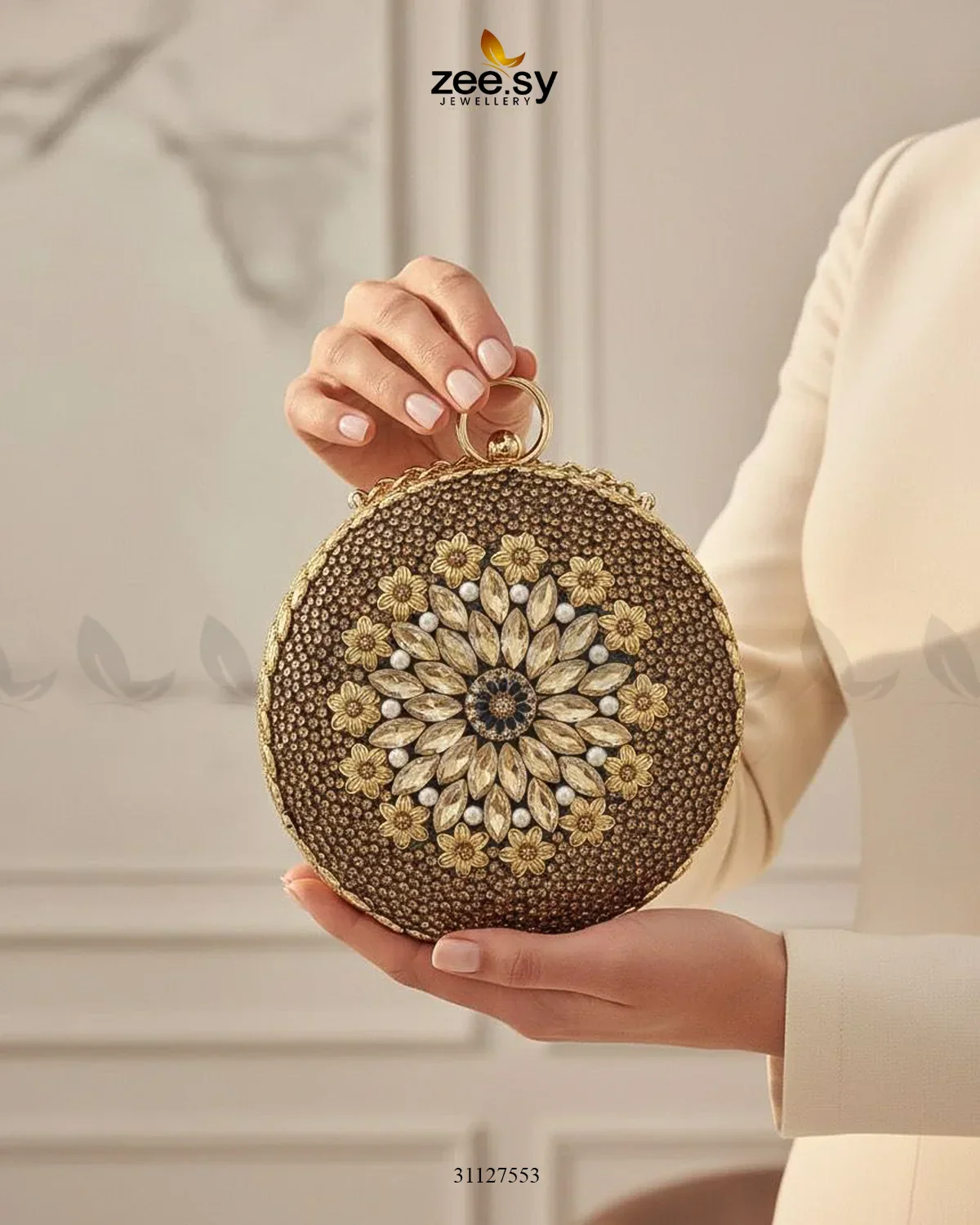 Zeesy Midnight Sunburst Floral Ball Bag - Image 8