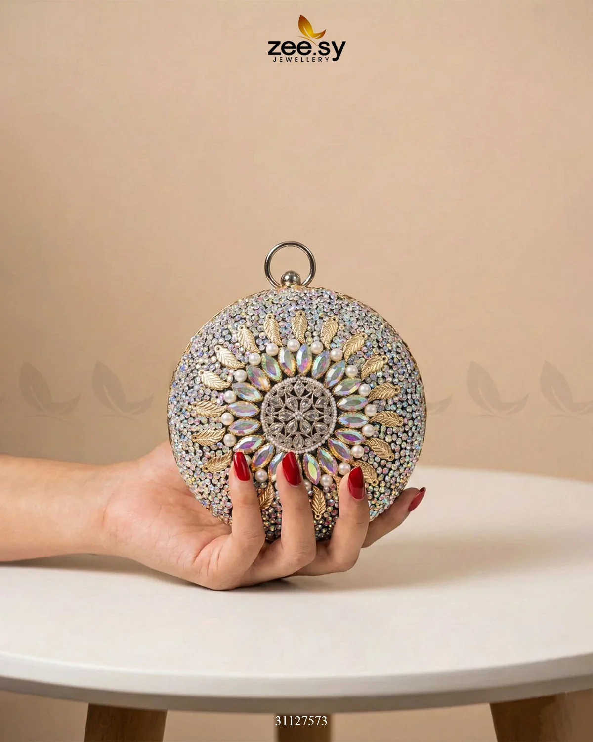 Zeesy Moonlit Iridescent Bloom Clutch Bag - Image 6