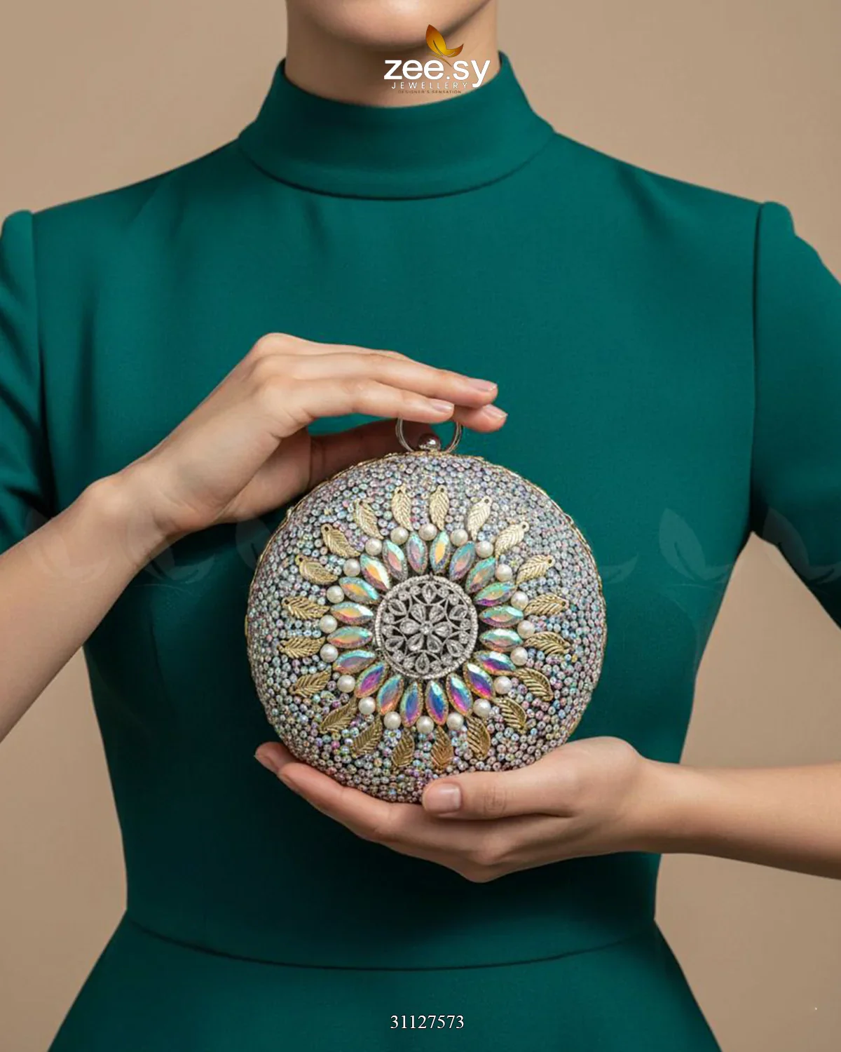 Zeesy Moonlit Iridescent Bloom Clutch Bag - Image 7