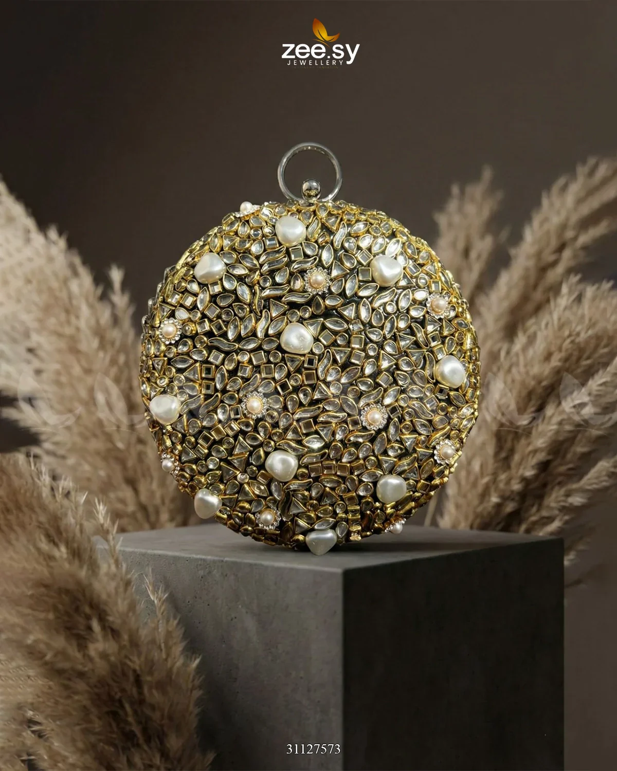 Zeesy Moonlit Iridescent Bloom Clutch Bag - Image 8