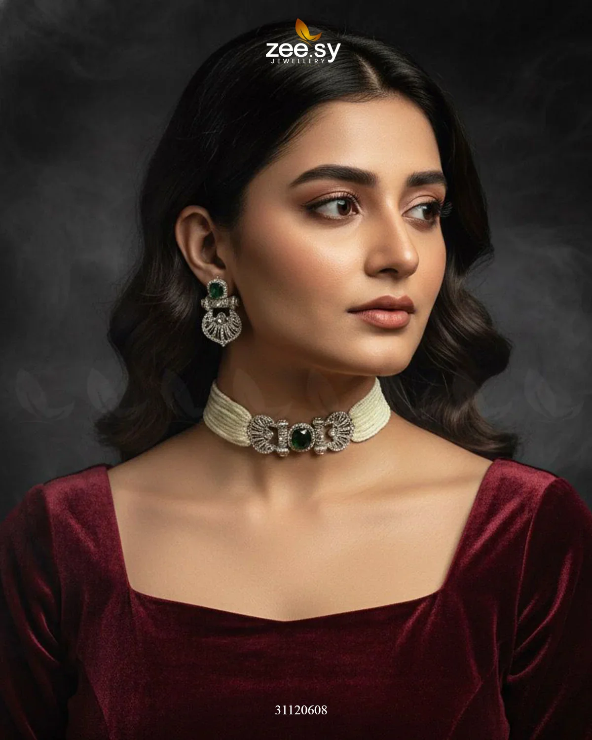 Zeesy Obelisk Rhodium Polished Choker Set - Image 28