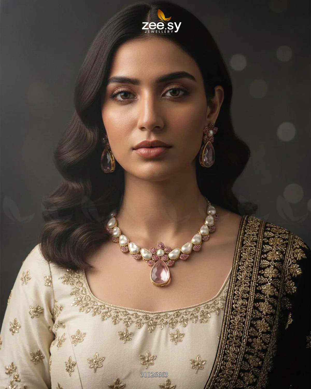 Zeesy Oceanic Baroque Teardrop Necklace Set - Image 4