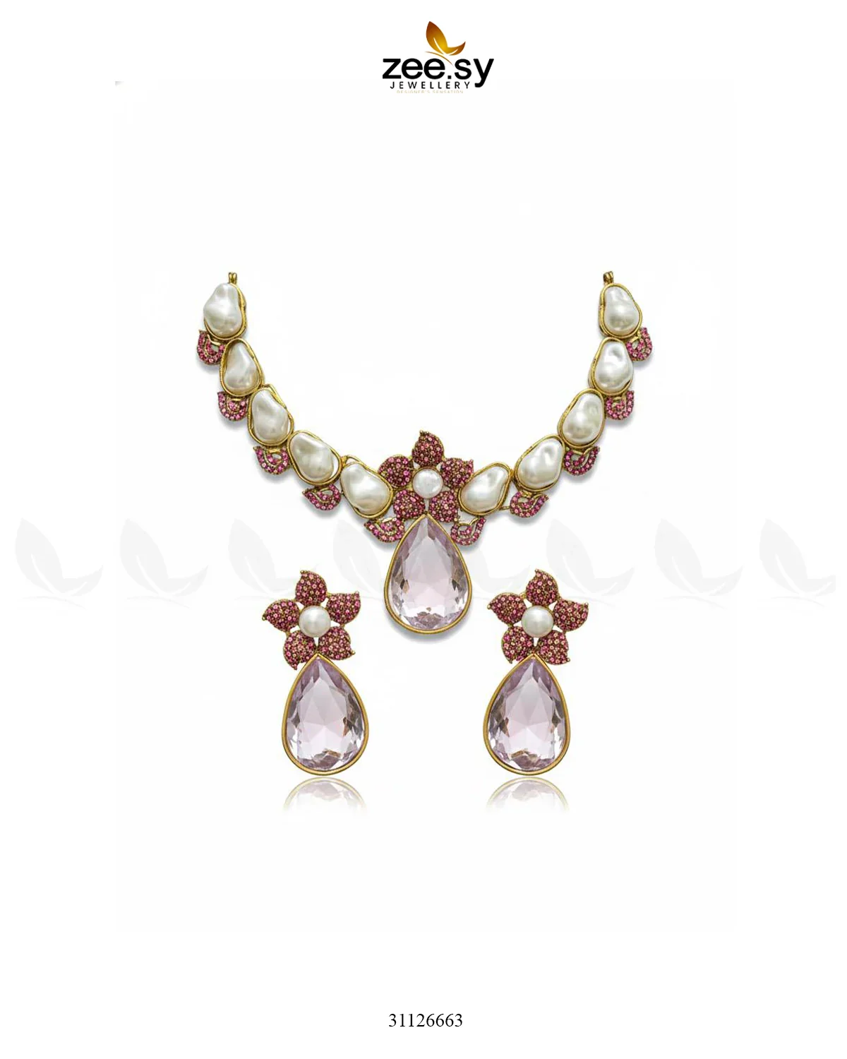 Zeesy Oceanic Baroque Teardrop Necklace Set - Image 6
