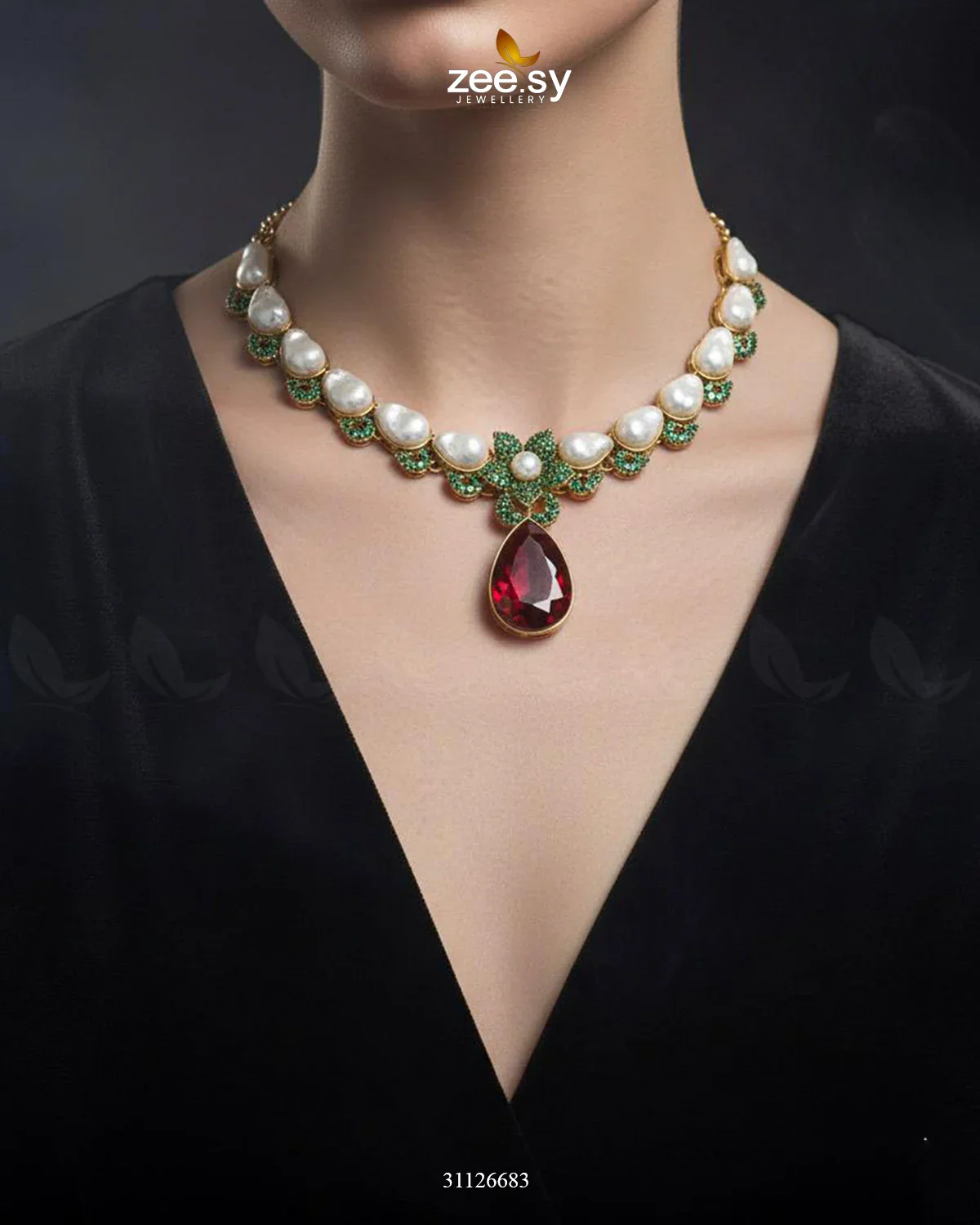 Zeesy Oceanic Baroque Teardrop Necklace Set - Image 8