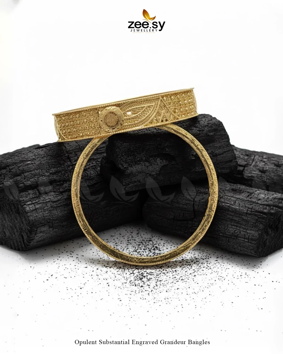 Zeesy Opulent Substantial Engraved Grandeur Bangles - Image 4