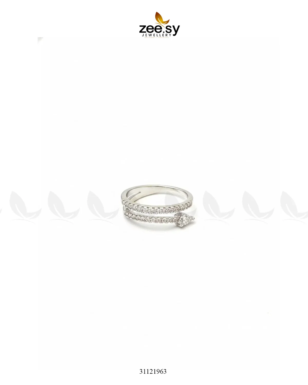 Zeesy Pear Cut Lab Cluster Vortex Ring - Image 2
