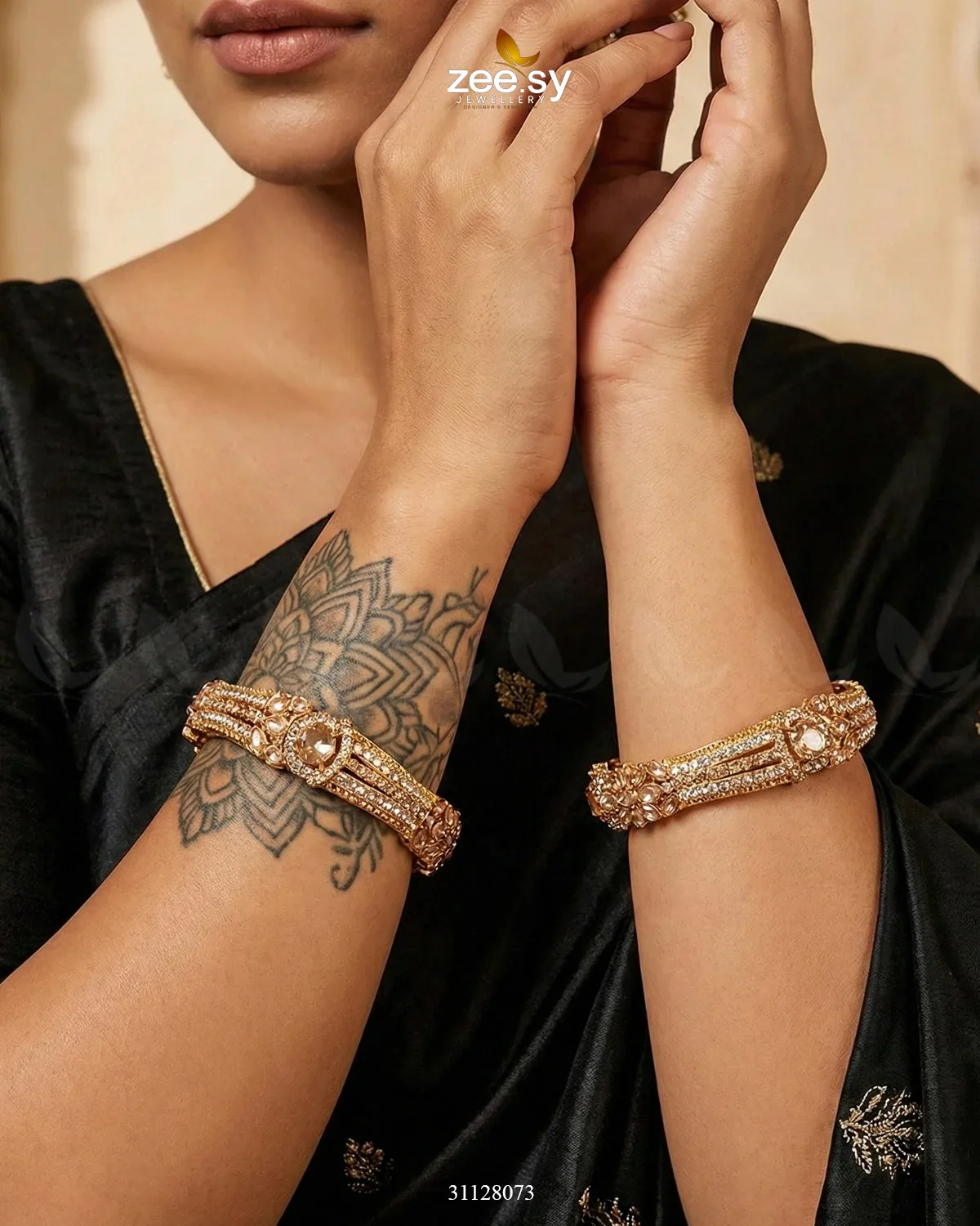 Zeesy Royal Neel Cluster Pave Bangles - Image 11