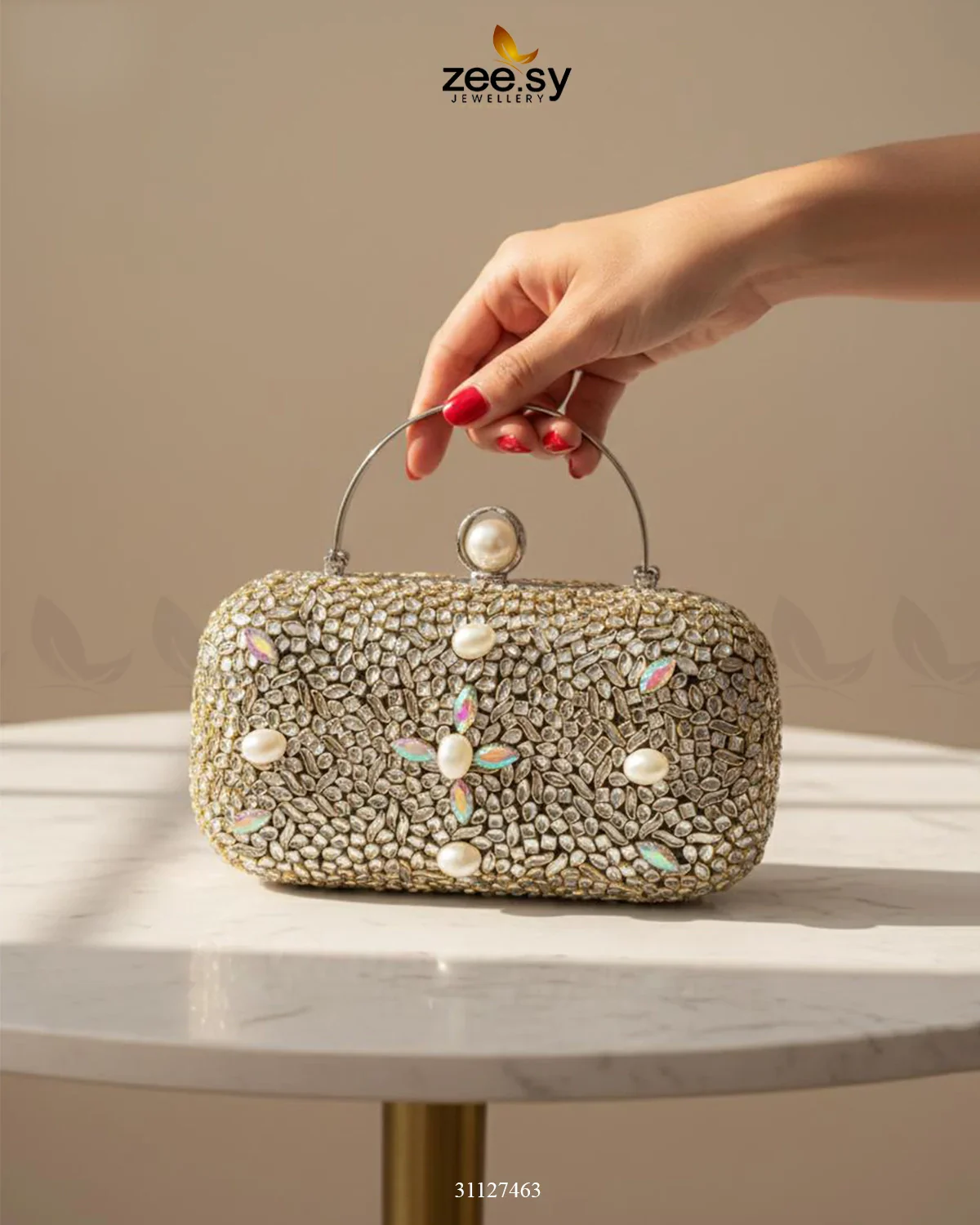 Zeesy Shimmering Baroque Pearl Bag - Image 3