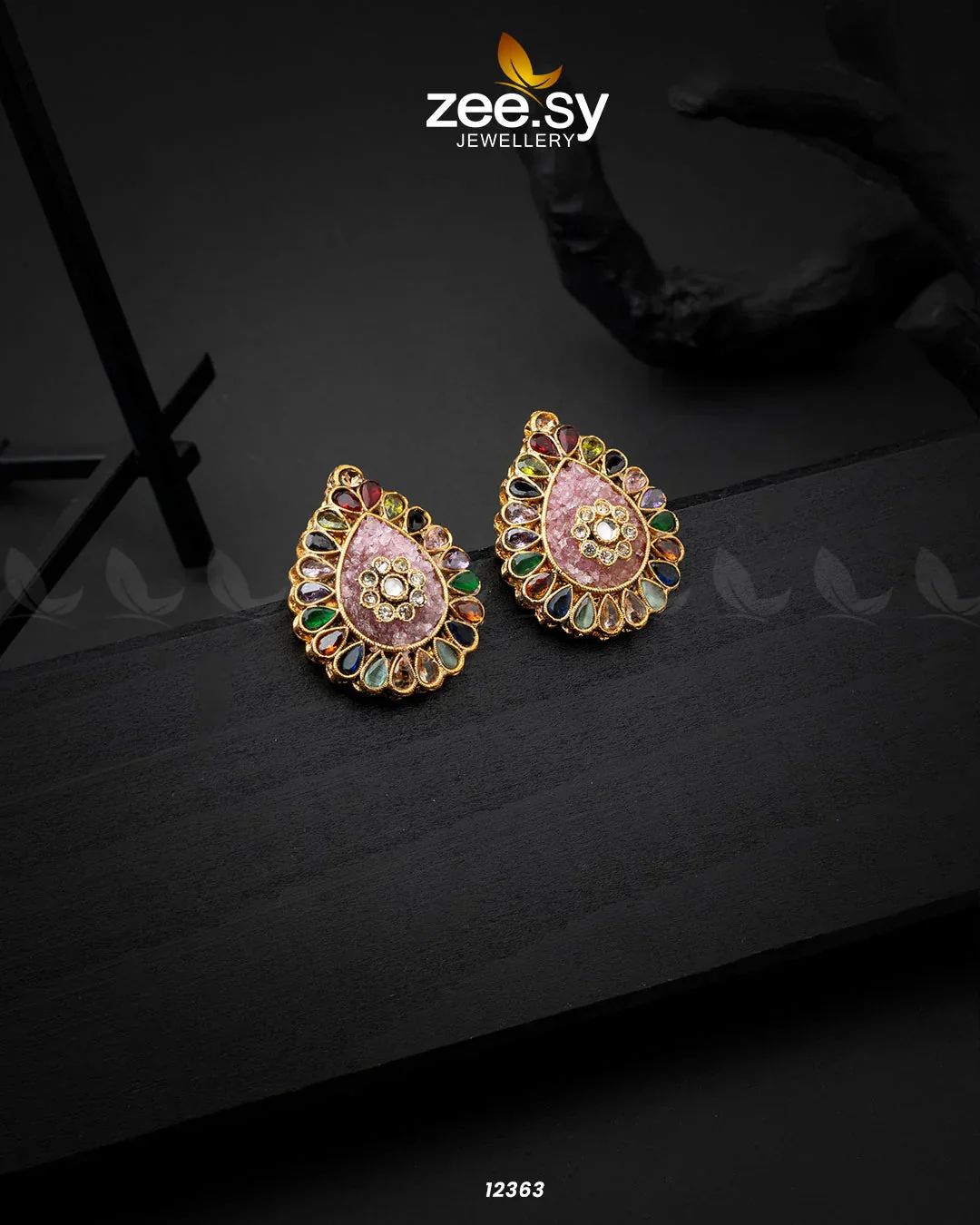 Zeesy Slate Crush Earrings - Image 2