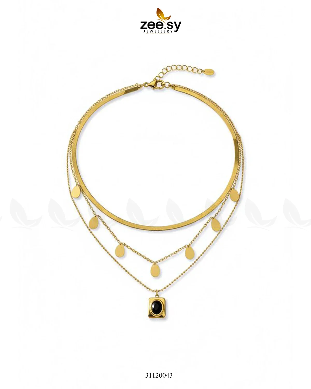 Zeesy Trinity Triple Layered Stone Chain - Image 2