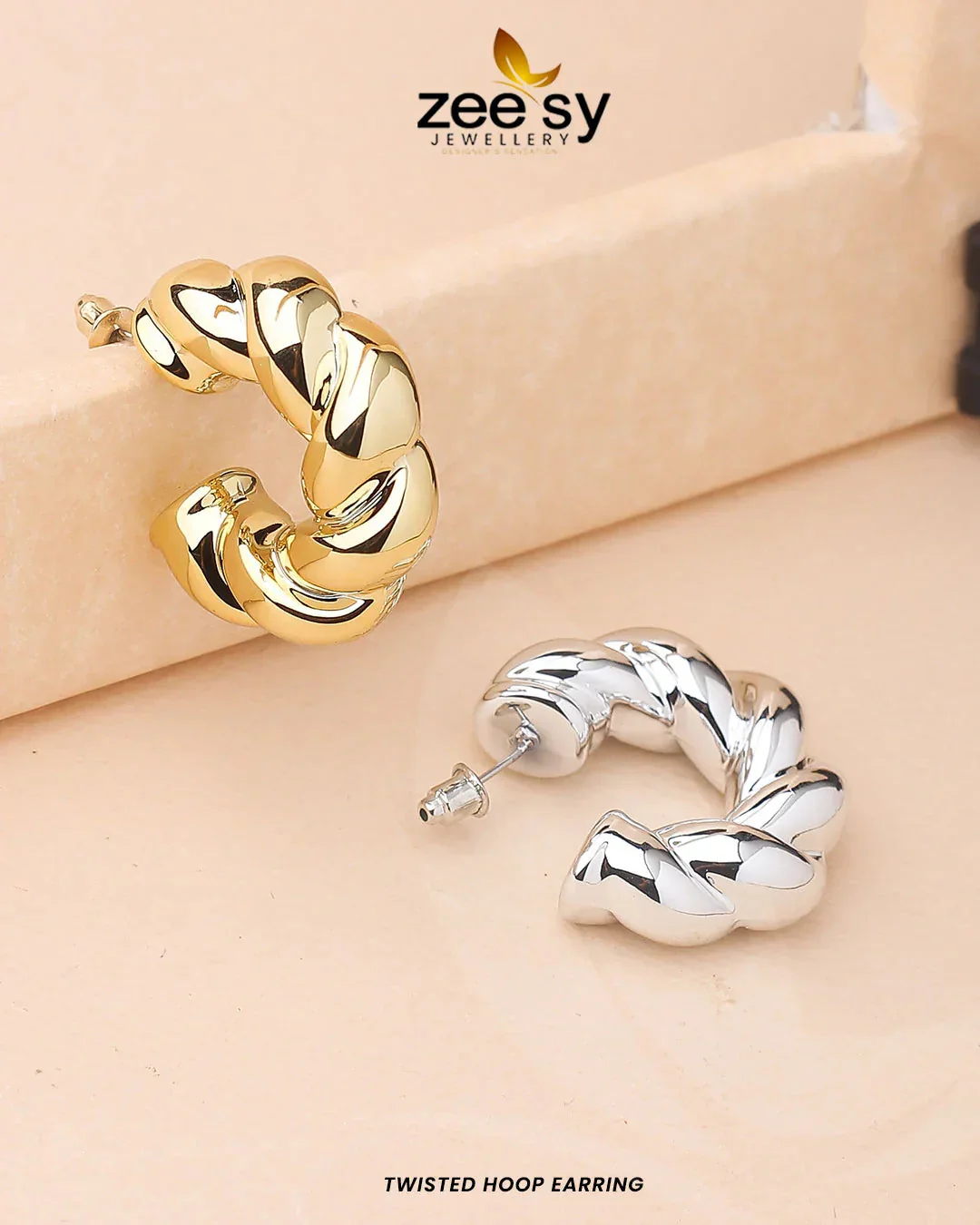 Zeesy Twisted Hoop Earring - Image 2