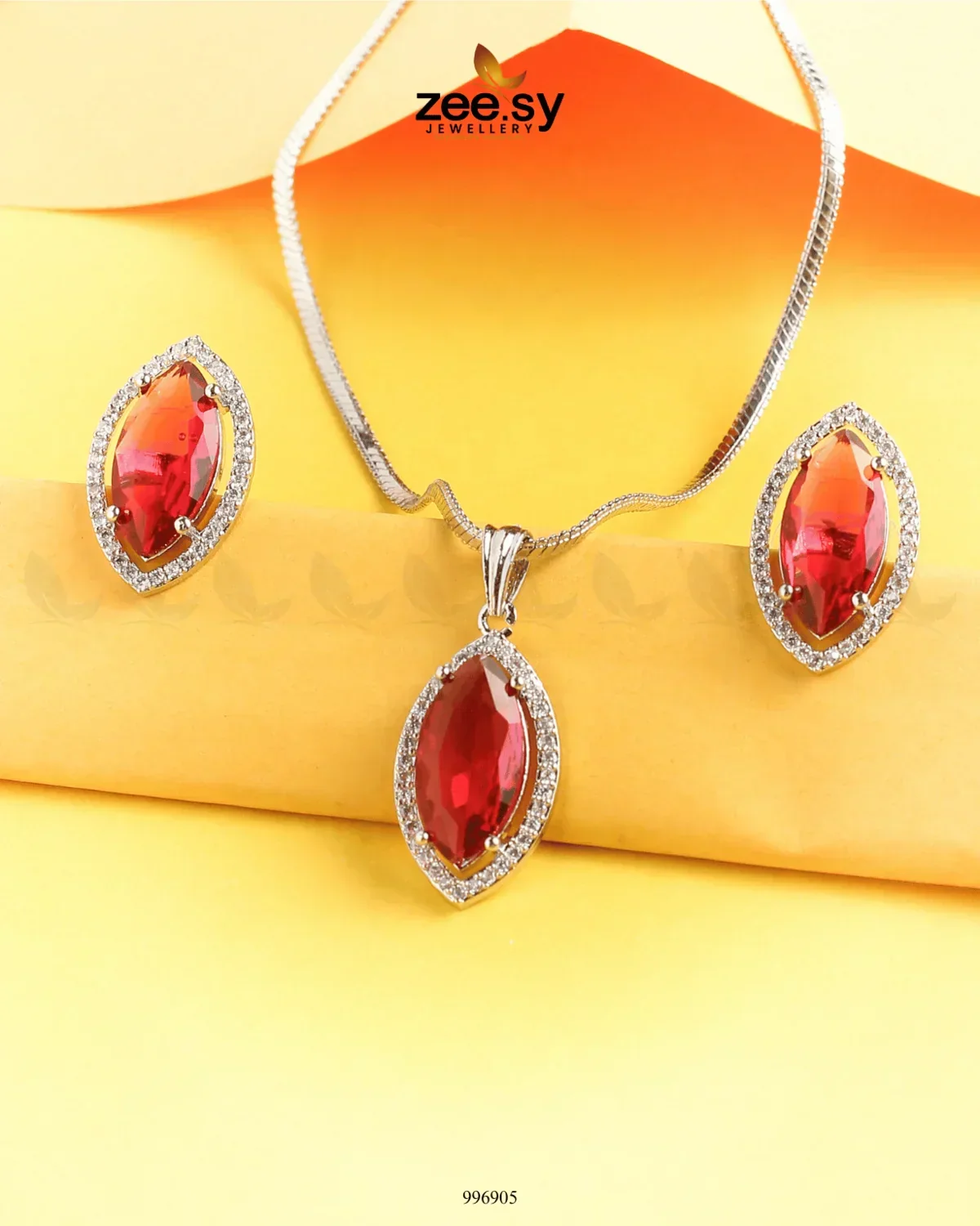 Zeesy Verdant Leafy Pendant Set - Image 2