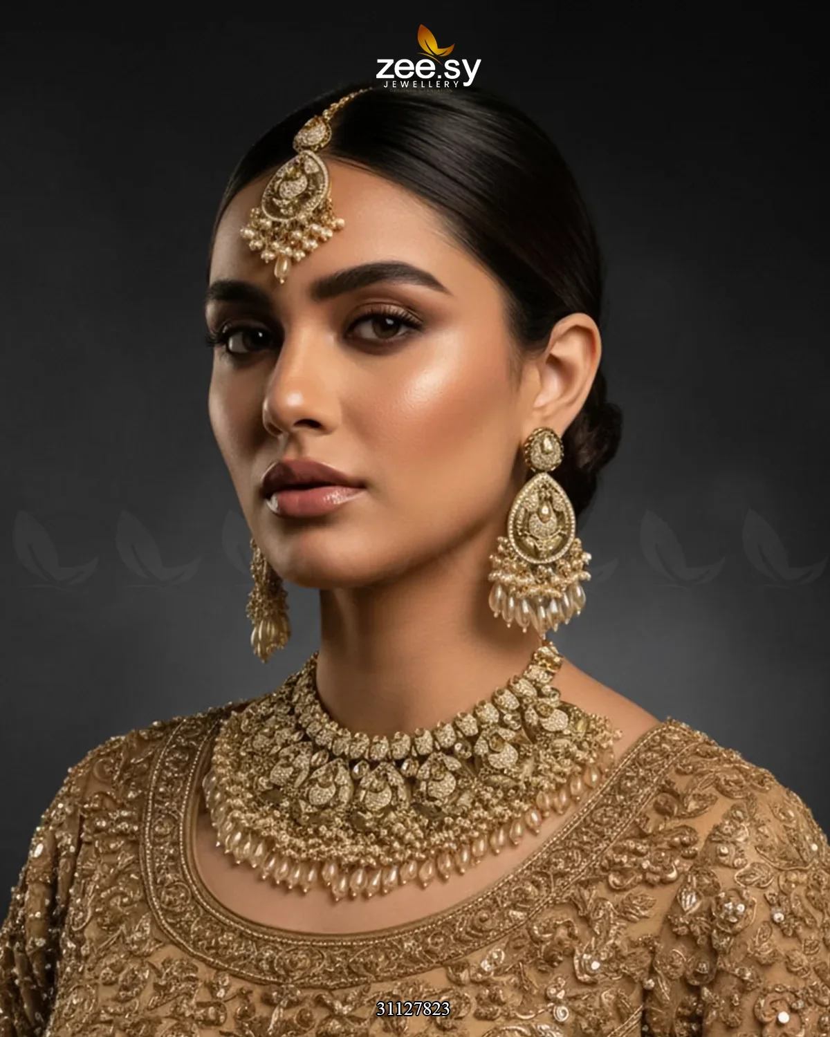 Zeesy Vintage Amber Zircon Bridal Set - Image 4