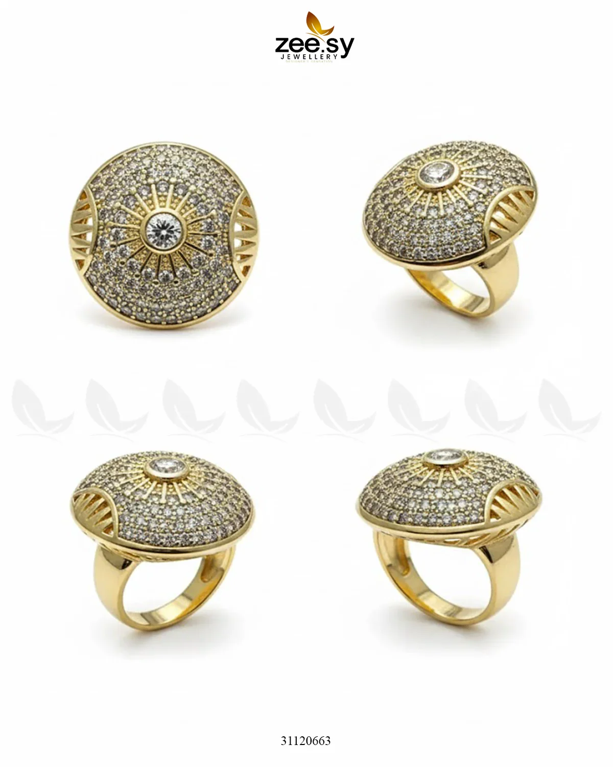 Zeesy Vintage Golden Orb Statement Ring - Image 3
