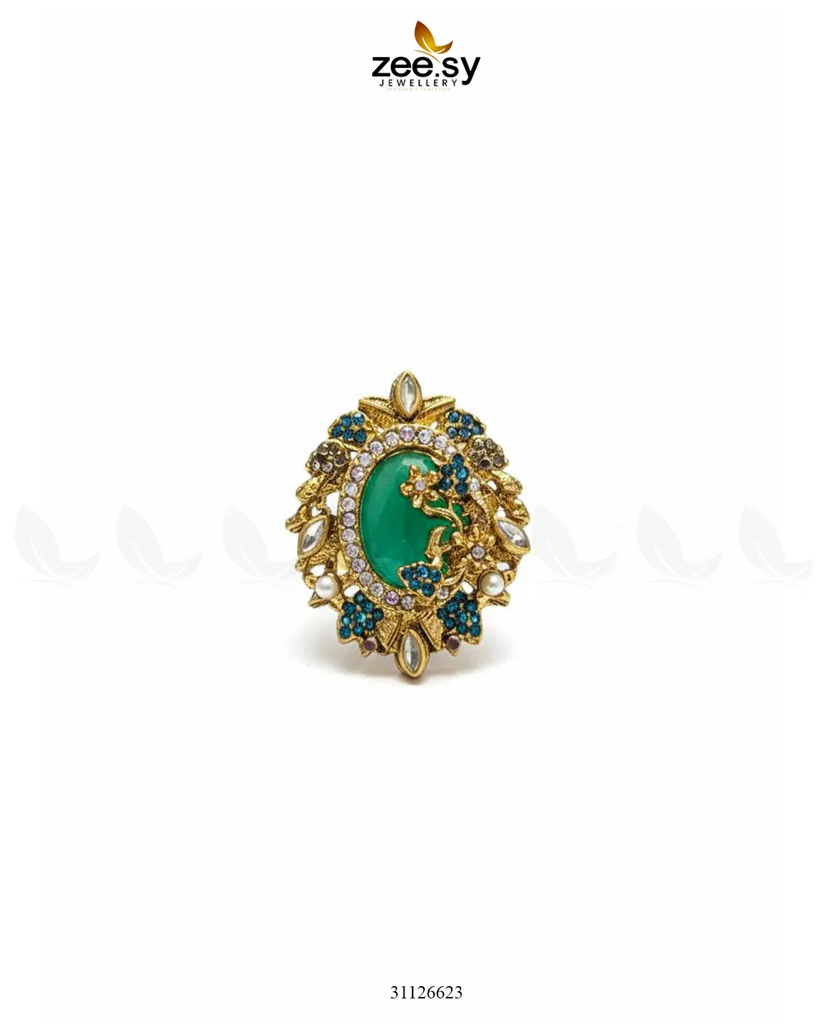 Zeesy Vintage Uncut Stone Turkish Ring - Image 2
