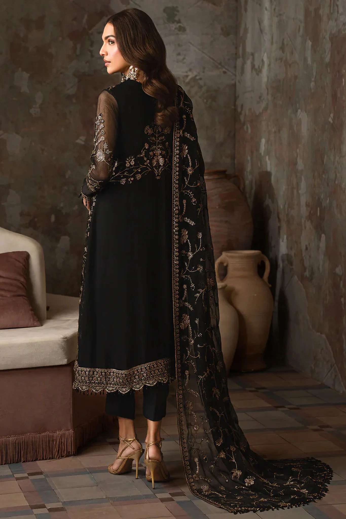 Emirah By Zarif Unstitched 3 Piece Luxury Formals Suit-ZEF 05 HOOR - Image 3