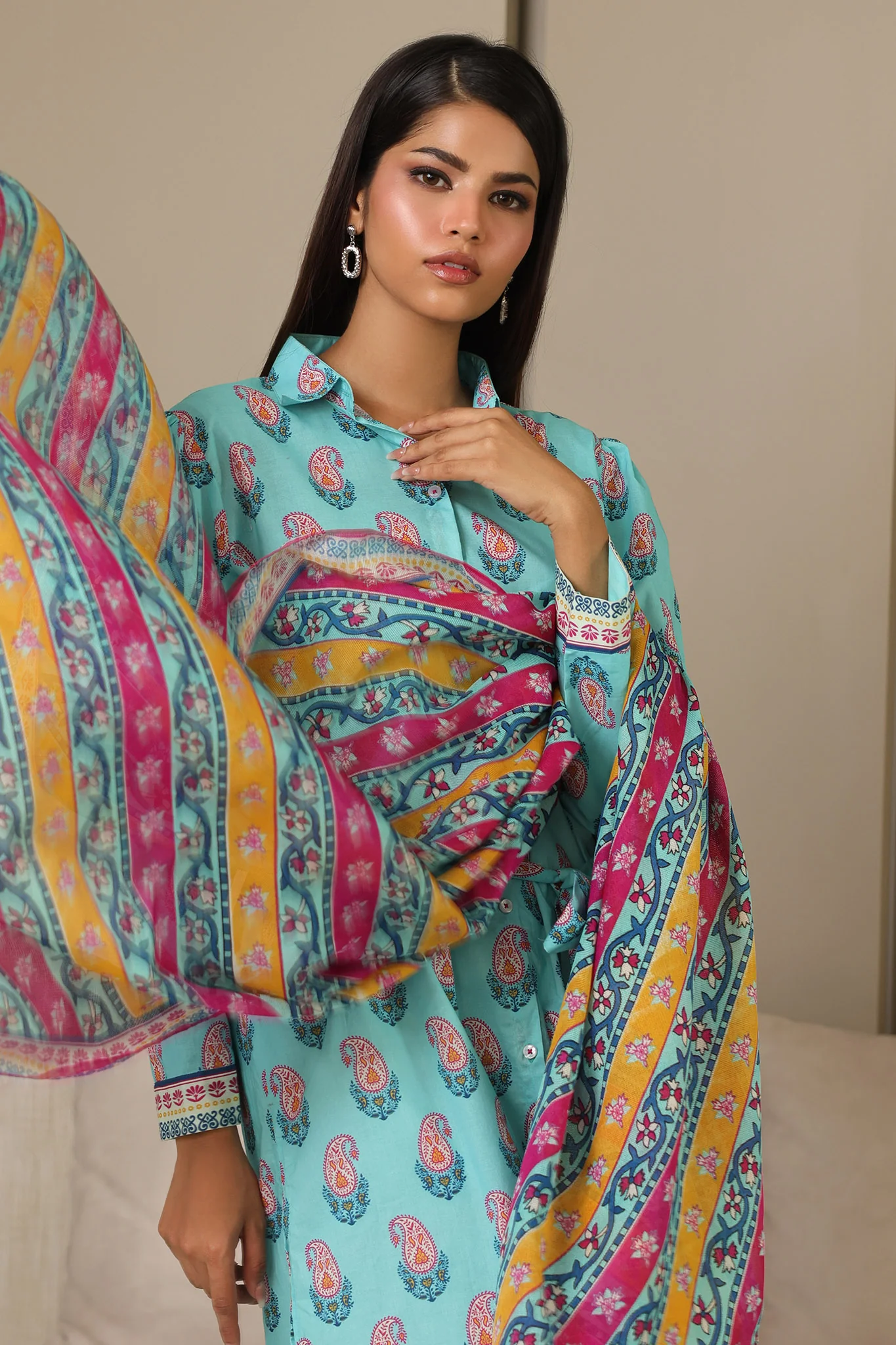 Zellbury Unstitched 2 Piece Digital Printed & Embroidered Cambric Suit-WU-001 - Image 3