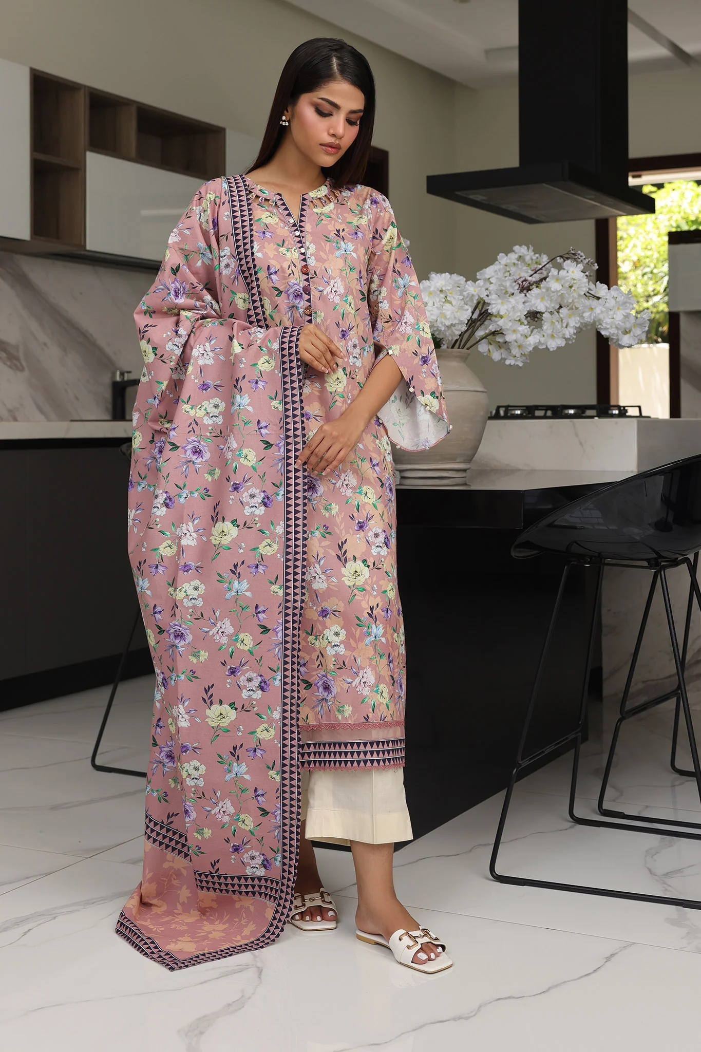 Zellbury Unstitched 2 Piece Digital Printed & Embroidered Cambric Suit-WU-007 - Image 2