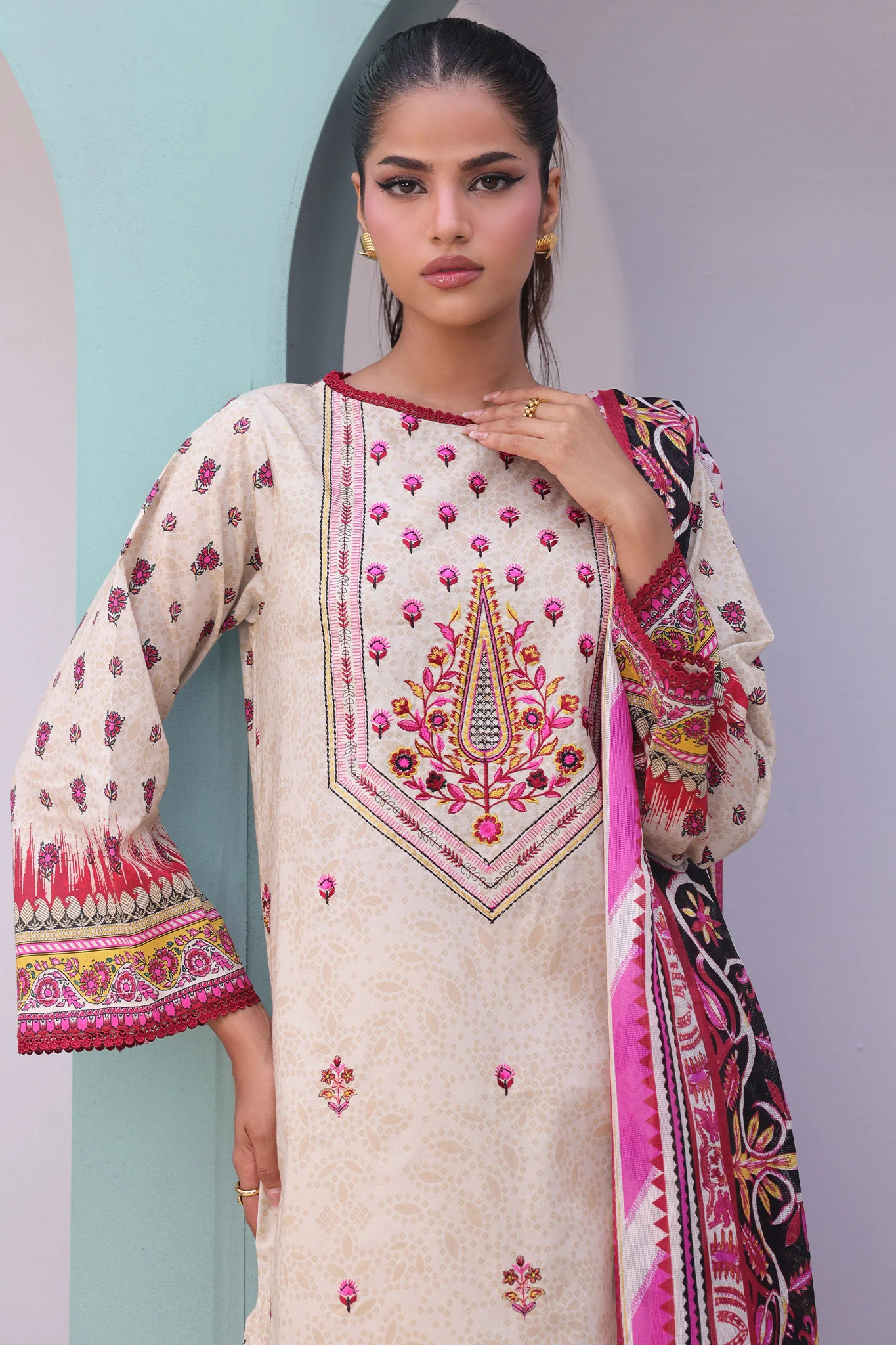 Zellbury Unstitched 2 Piece Digital Printed & Embroidered Cambric Suit-WU-022 - Image 3