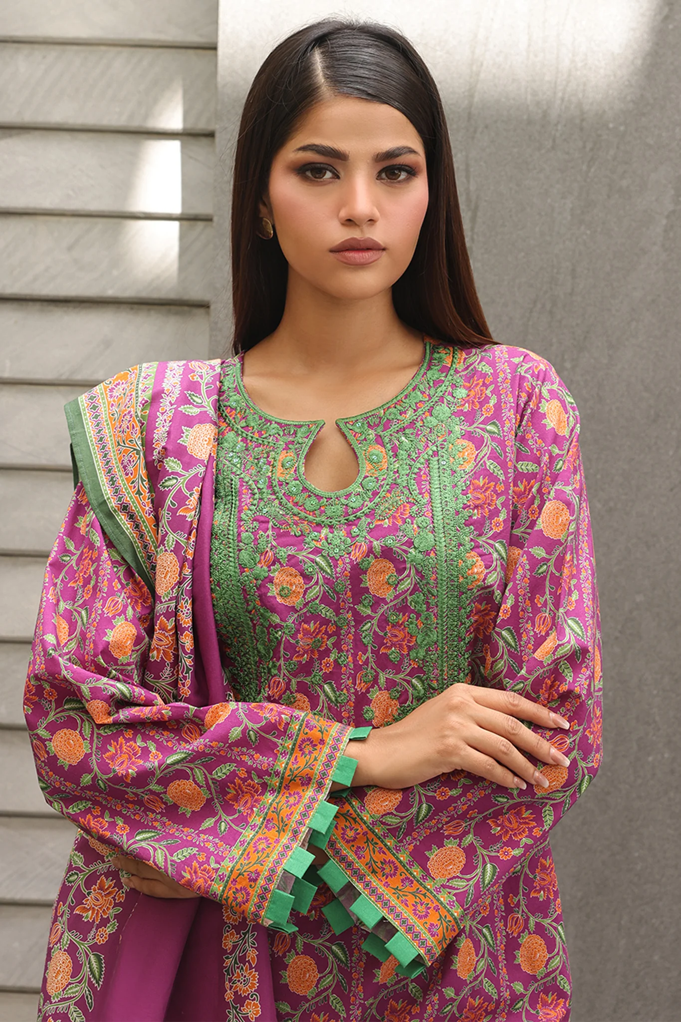 Zellbury Unstitched 2 Piece Digital Printed & Embroidered Cambric Suit-WU-026 - Image 3