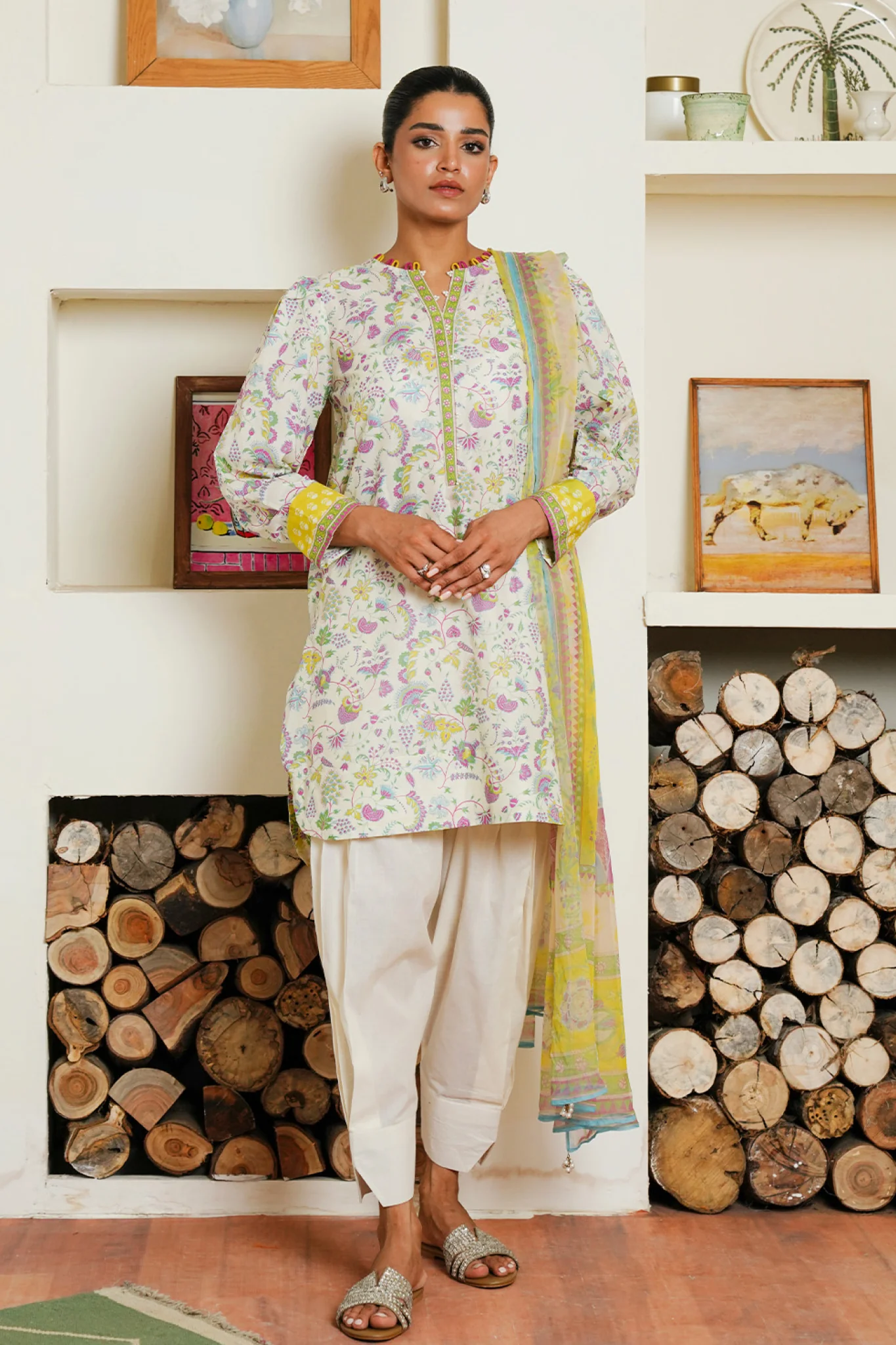Zellbury Unstitched 3 Piece Digital Printed & Embroidered Cambric Suit-WU-032