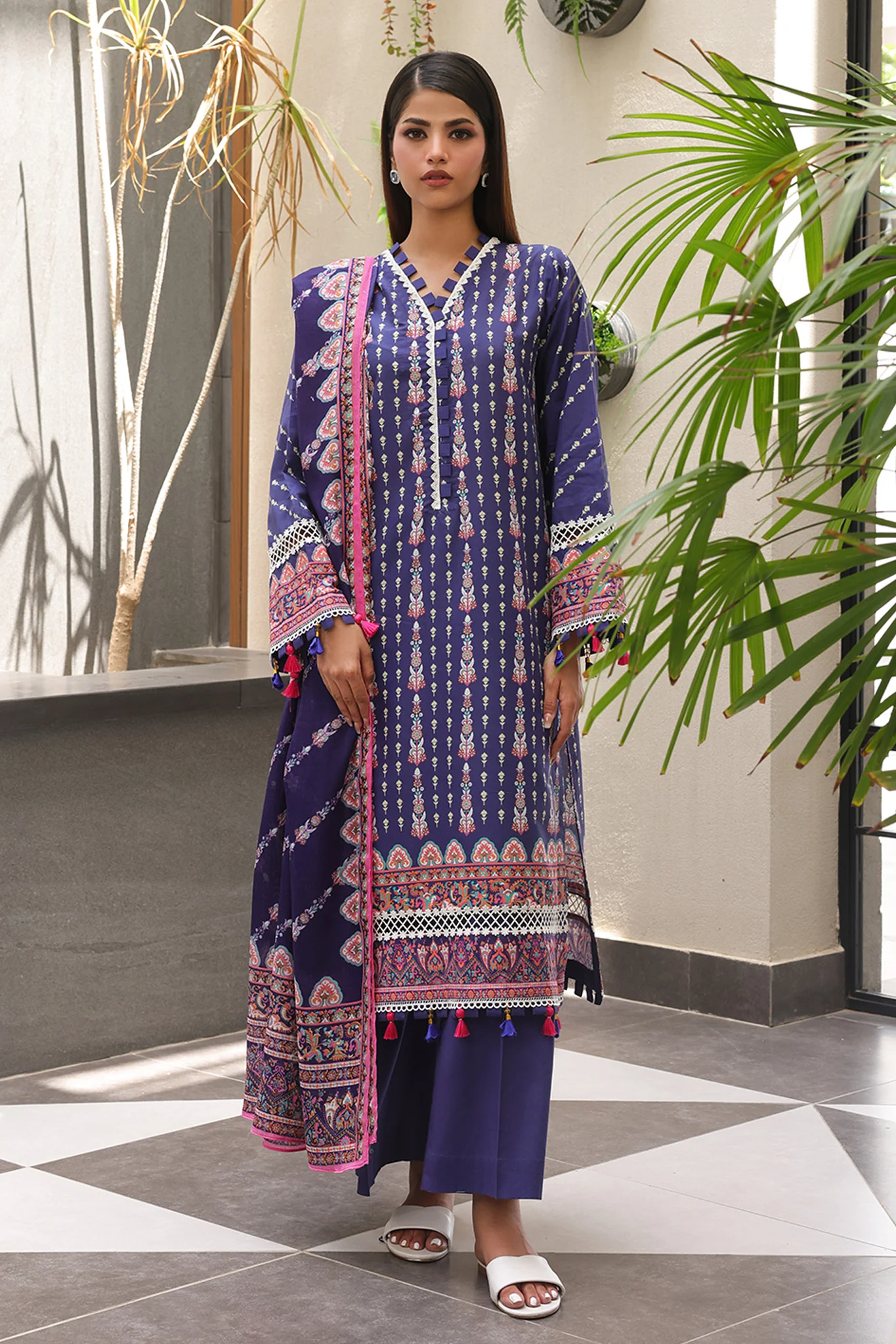 Zellbury Unstitched 3 Piece Digital Printed & Embroidered Cambric Suit-WU-034 - Image 4