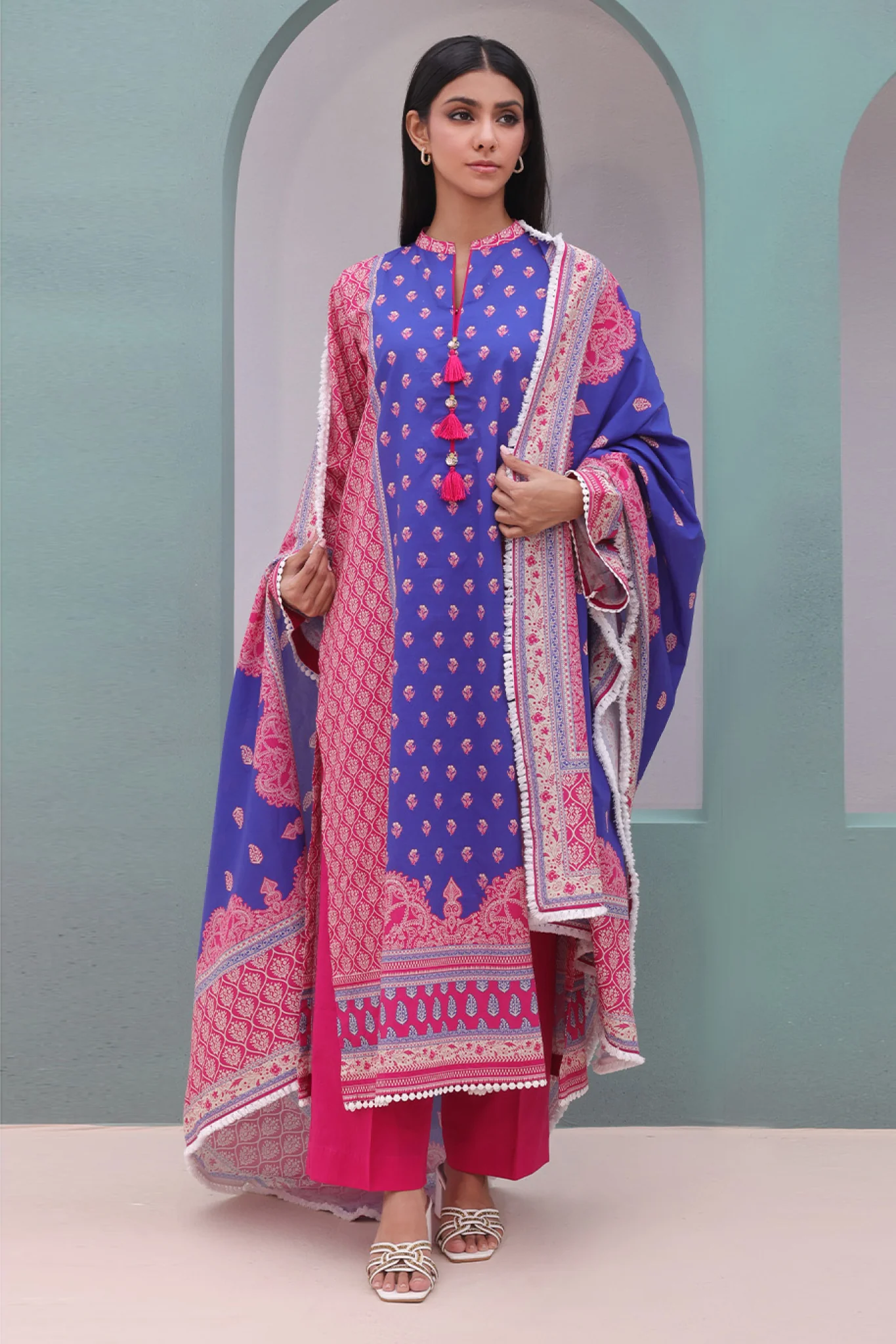 Zellbury Unstitched 3 Piece Digital Printed & Embroidered Cambric Suit-WU-038