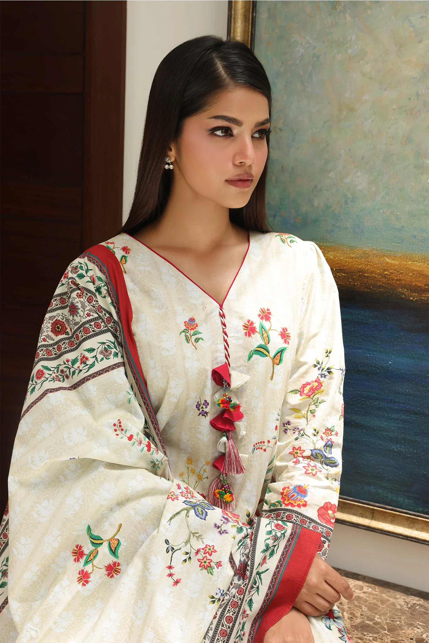 Zellbury Unstitched 3 Piece Digital Printed & Embroidered Cambric Suit-WU-044 - Image 3