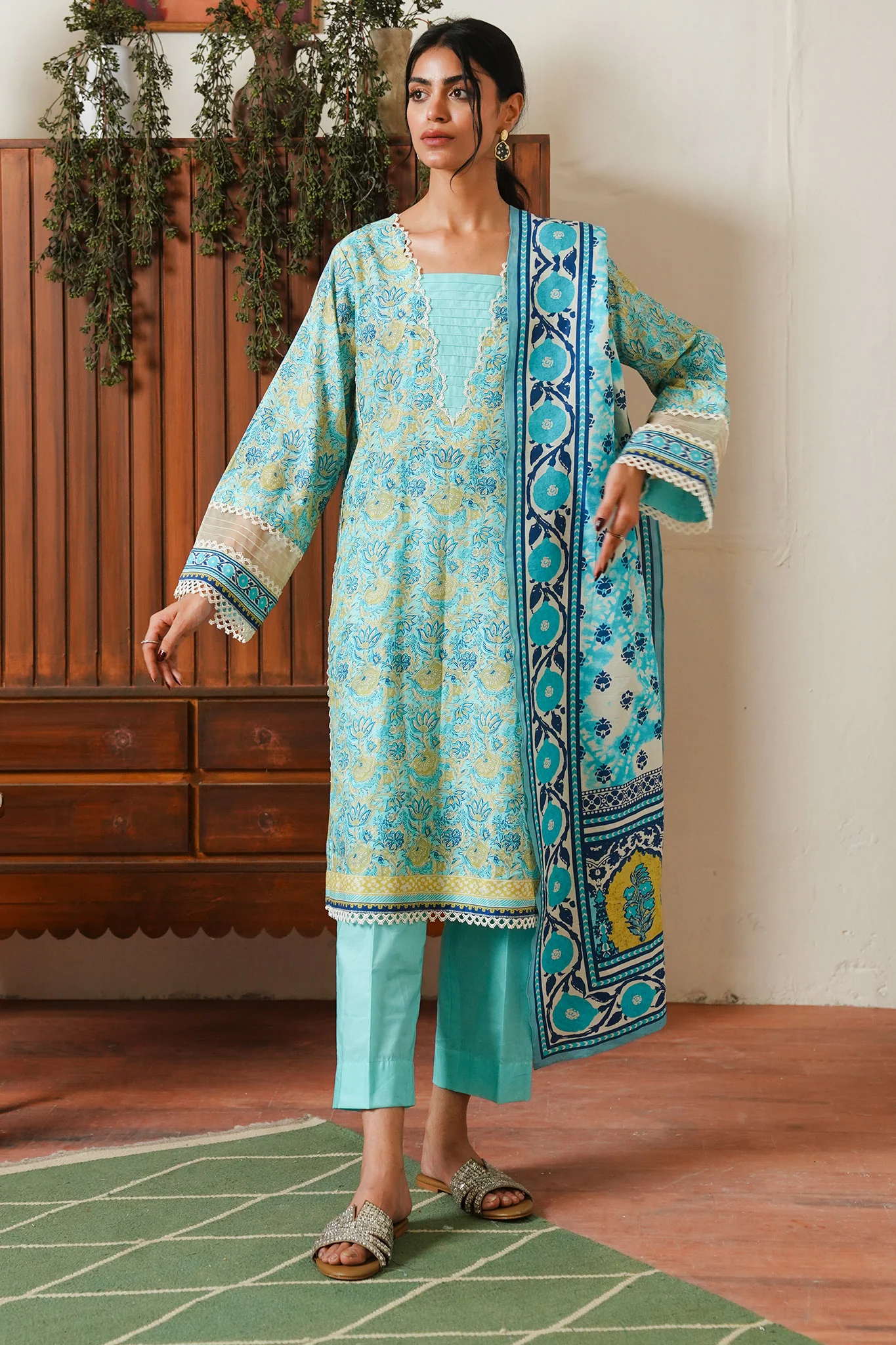 Zellbury Unstitched 3 Piece Digital Printed & Embroidered Cambric Suit-WU-046
