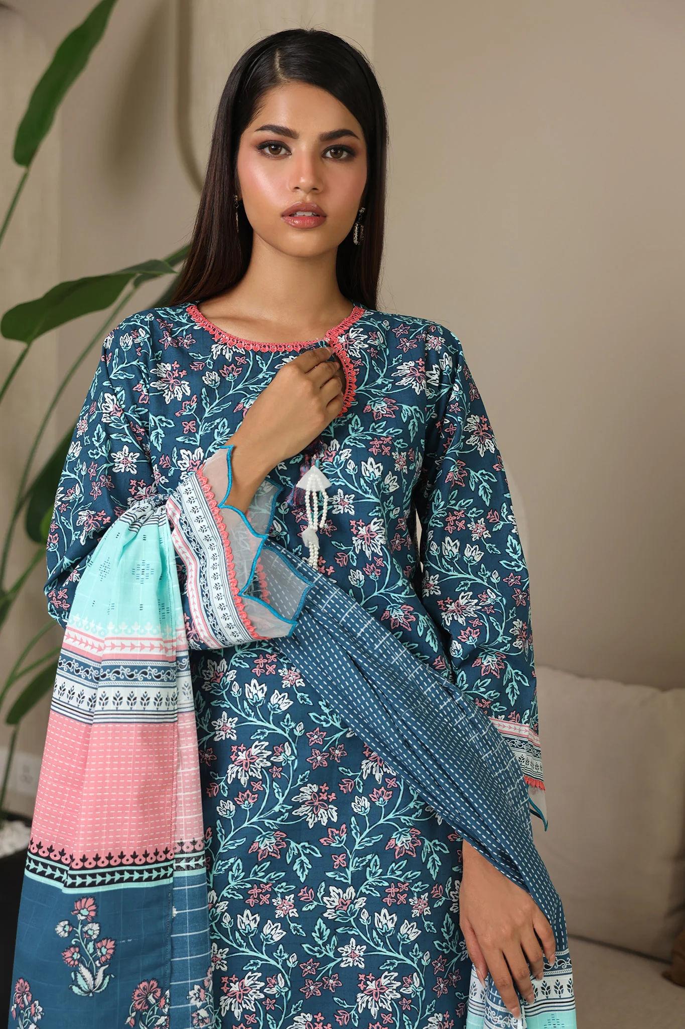 Zellbury Unstitched 3 Piece Digital Printed & Embroidered Cambric Suit-WU-137 - Image 2