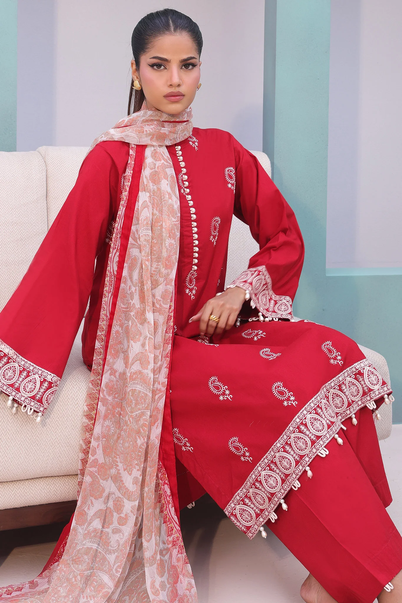 Zellbury Unstitched 3 Piece Digital Printed & Embroidered Cambric Suit-WU-602 - Image 3