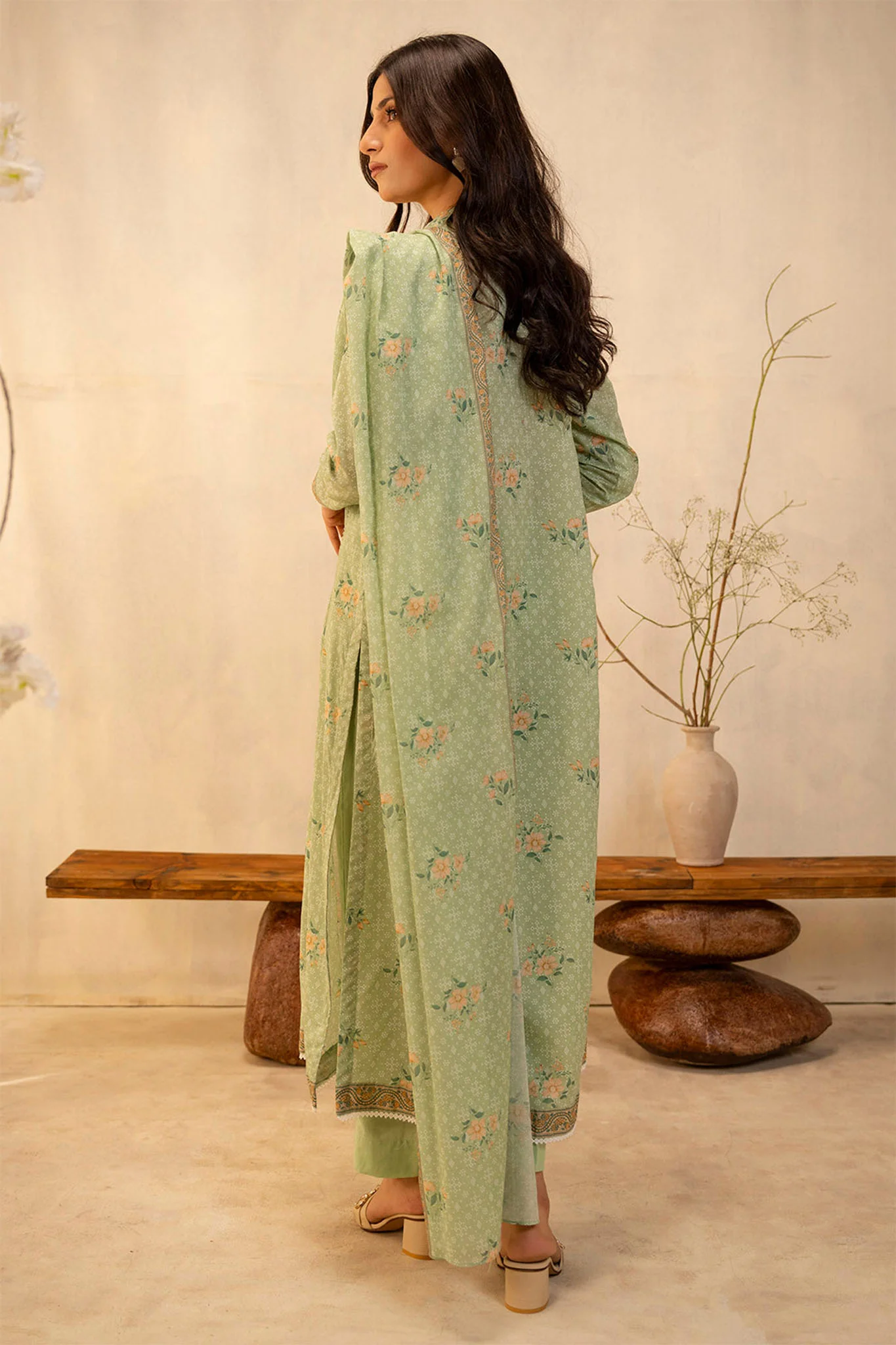 Zellbury Unstitched 3 Piece Lawn Suit-WUS-0025 - Image 3