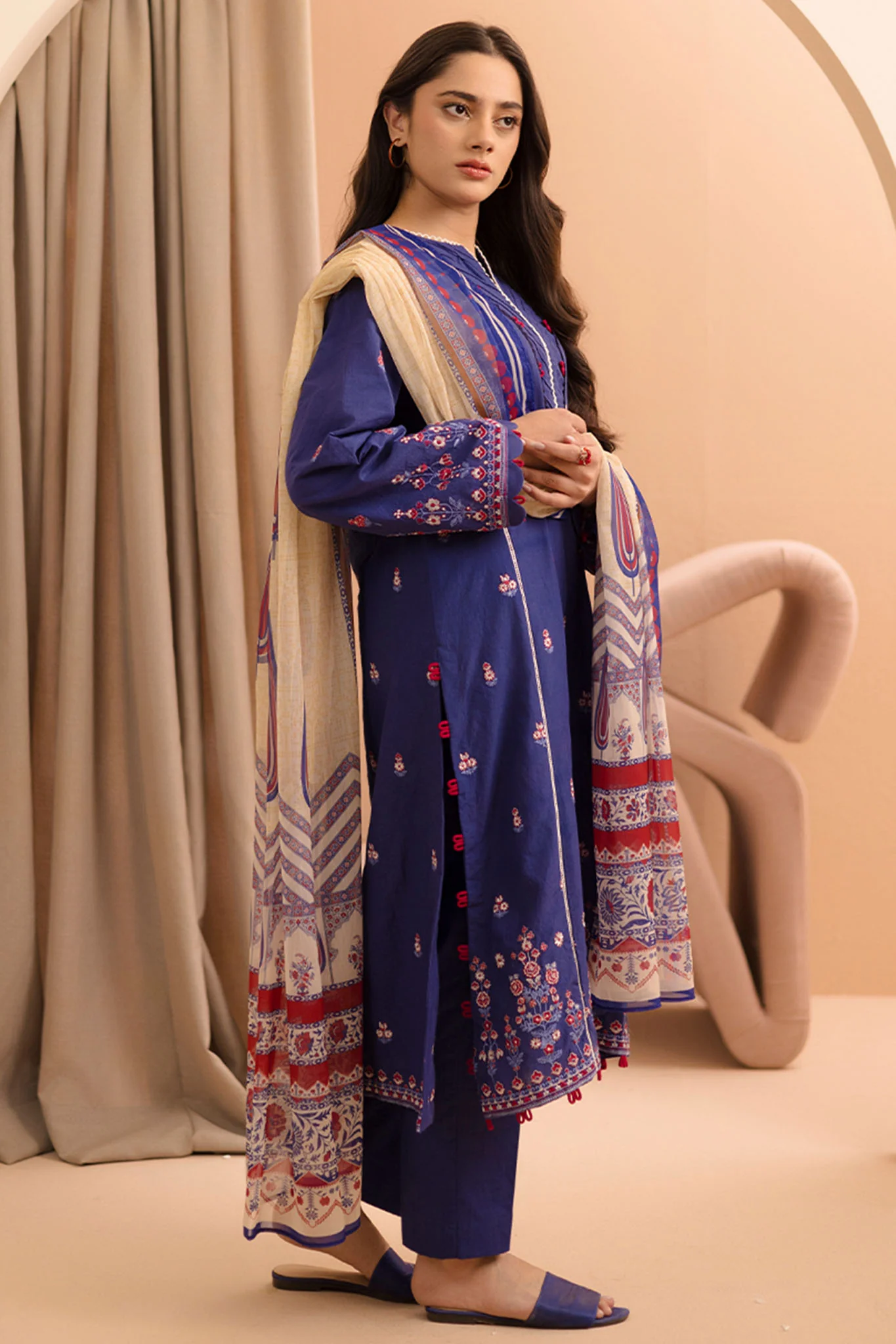 Zellbury Unstitched 3 Piece Lawn Suit-WUS-30070 - Image 2