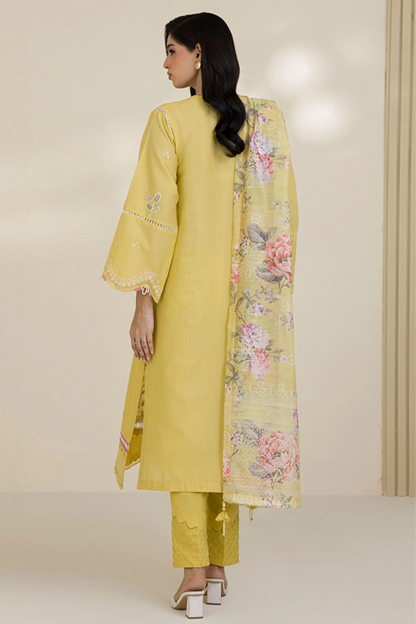 Zellbury Unstitched 3 Piece Lawn Suit-WUS-30599 - Image 3