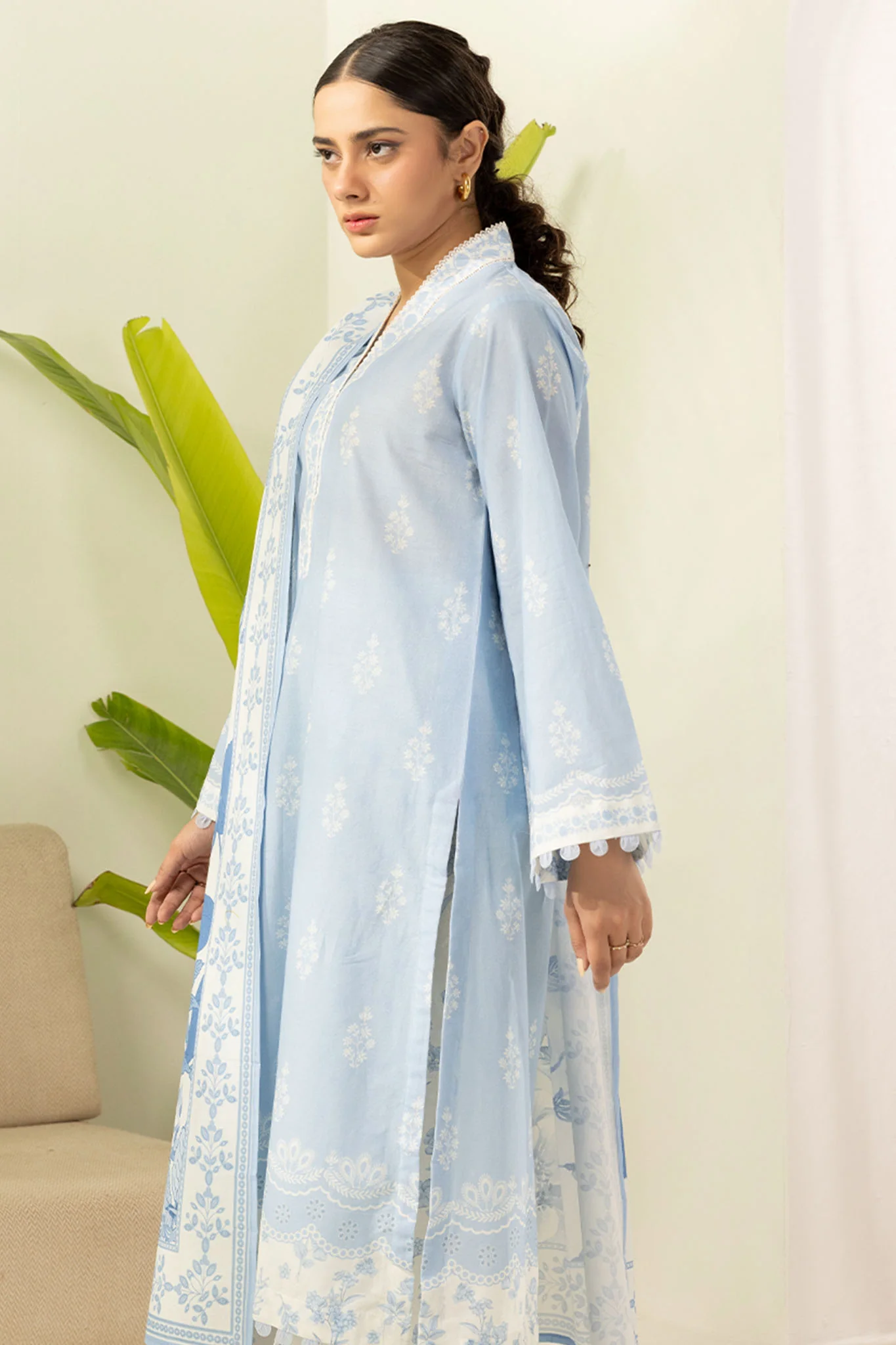 Zellbury Unstitched 3 Piece Lawn Suit-WUS-30631 - Image 2