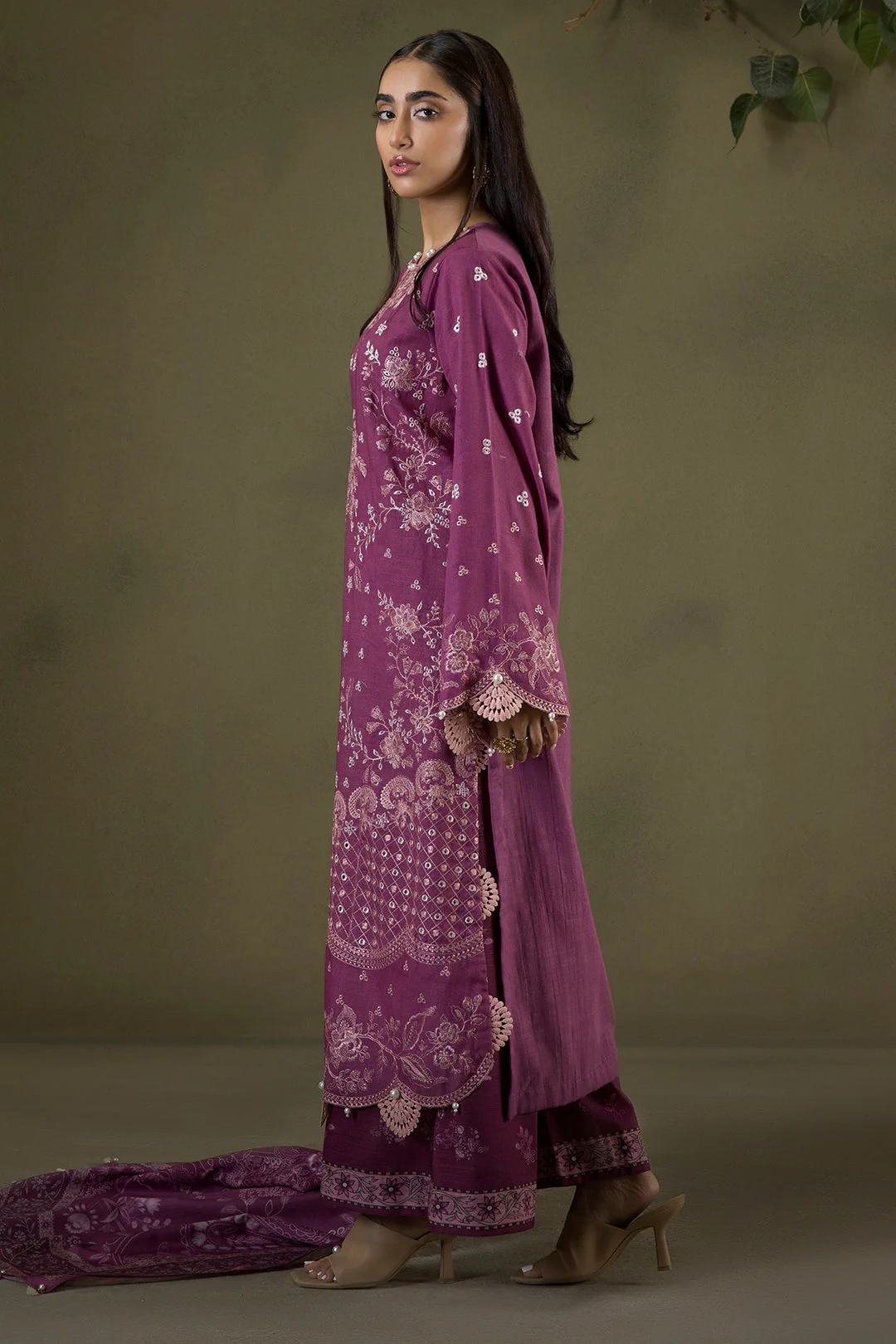 Zellbury Unstitched 3 Piece Winter Shawl Suit-WUW-30236 - Image 7