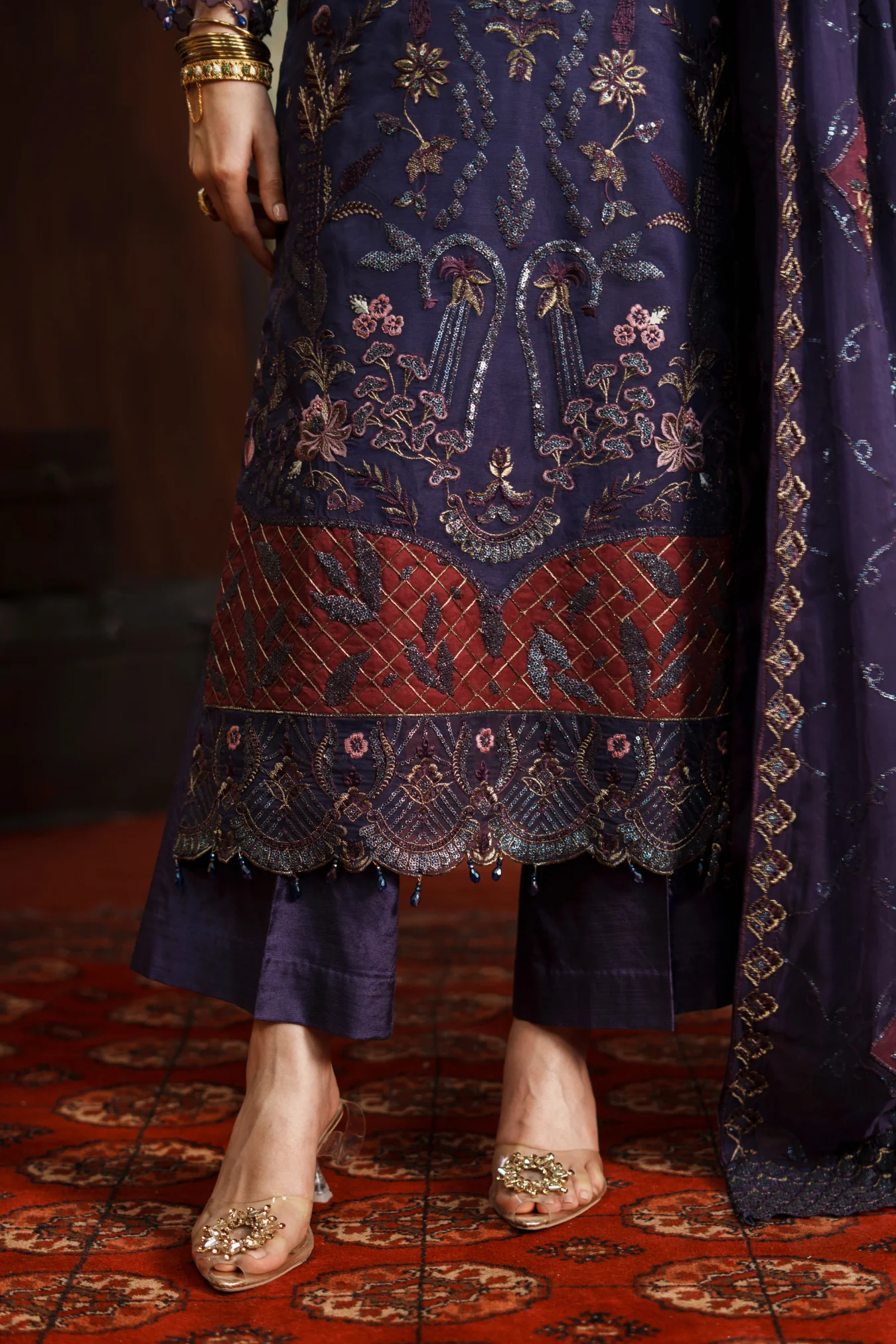 Zurgul By Zebtan Unstitched 3 Piece Luxury Formals Suit-ZG-04 | Zurgul - Image 5