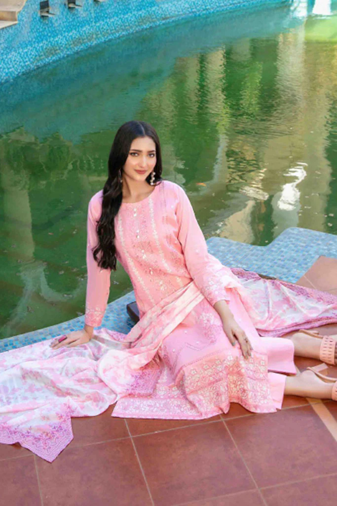 Zimmel By Tawakkal Semi Stitched 3 Piece Lawn Premium Eid Collection-D-1144 - Image 3