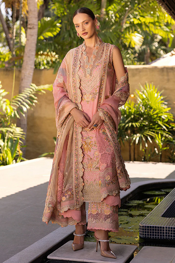 Zinnia By Faiza Saqlain Unstitched 3 Piece Luxury Lawn Collection-Peony - Image 3