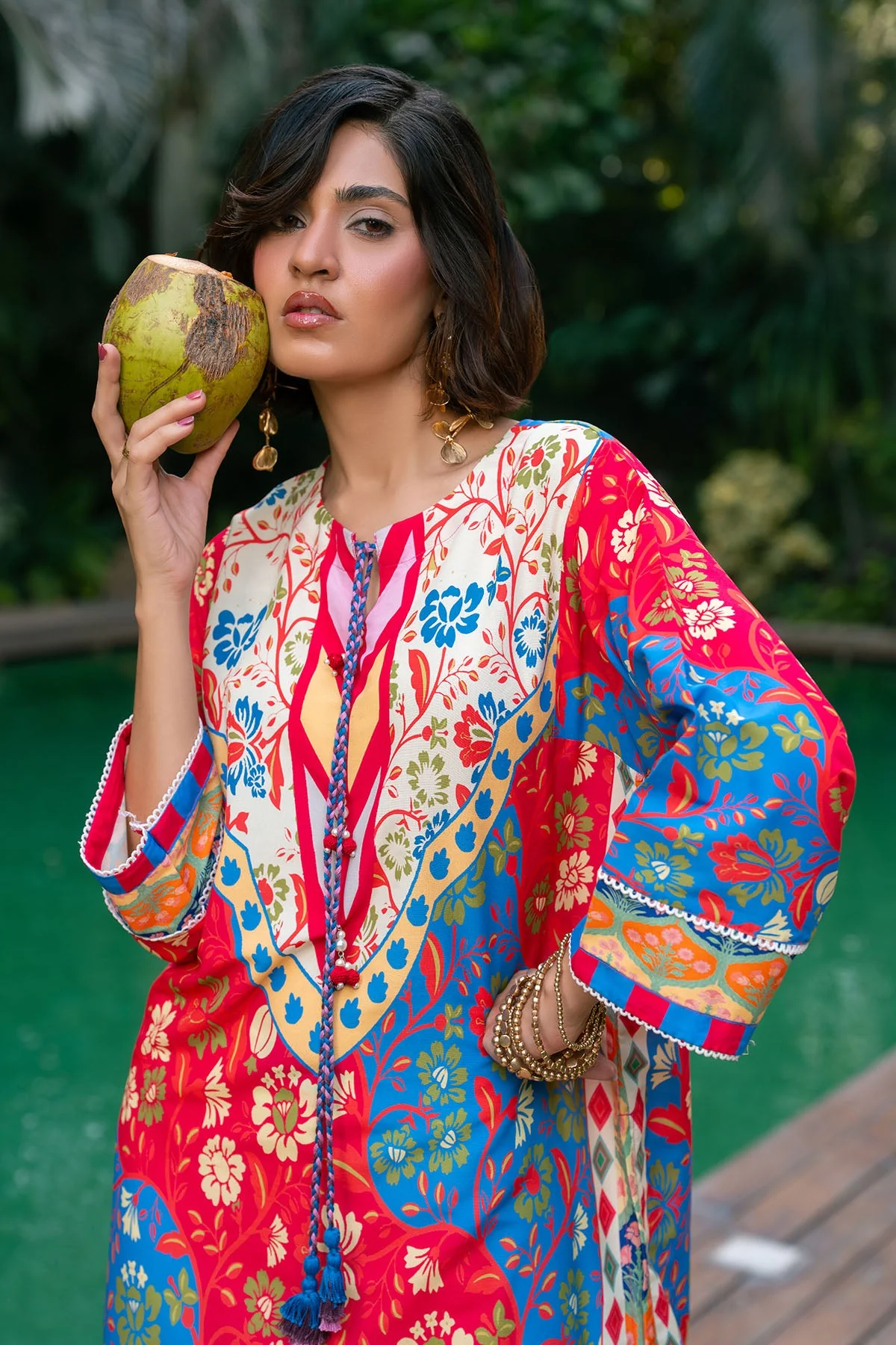 Nairah Stitched Co Ords Summer Suit-Zinnia - Image 4