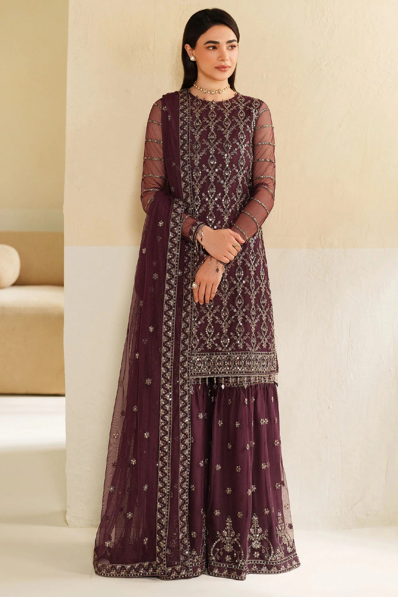 Roohi By Zarif Unstitched 3 Piece Formal Edit Suit-ZRF-RFE-01-SANEH - Image 4